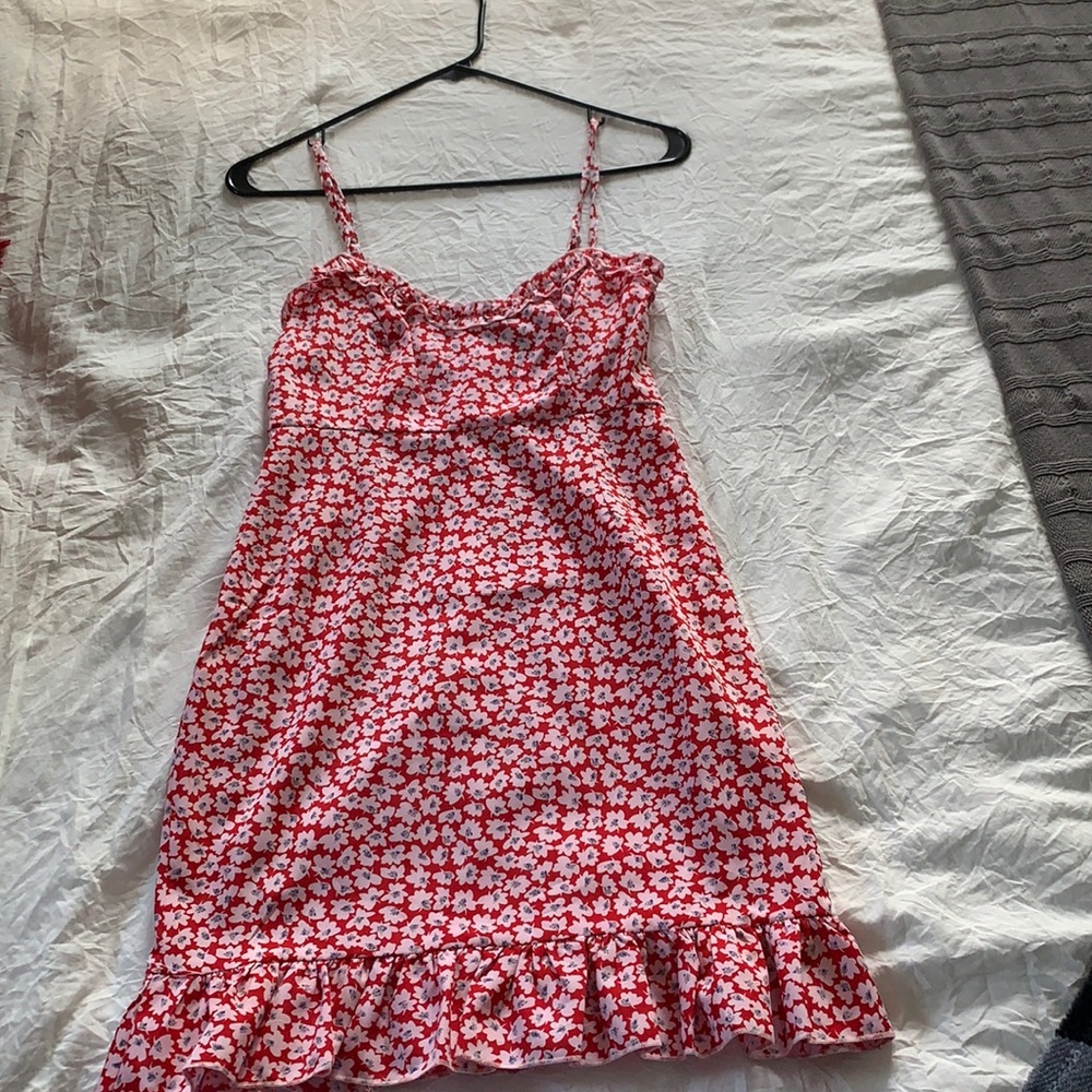 Red floral dress